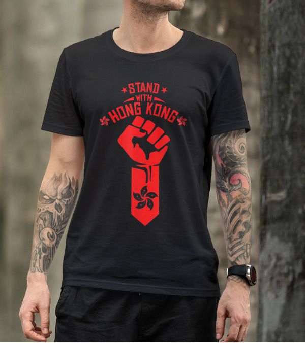 Stand With Hong Kong Resist Fist Red Symbolic Flower T-Shirt