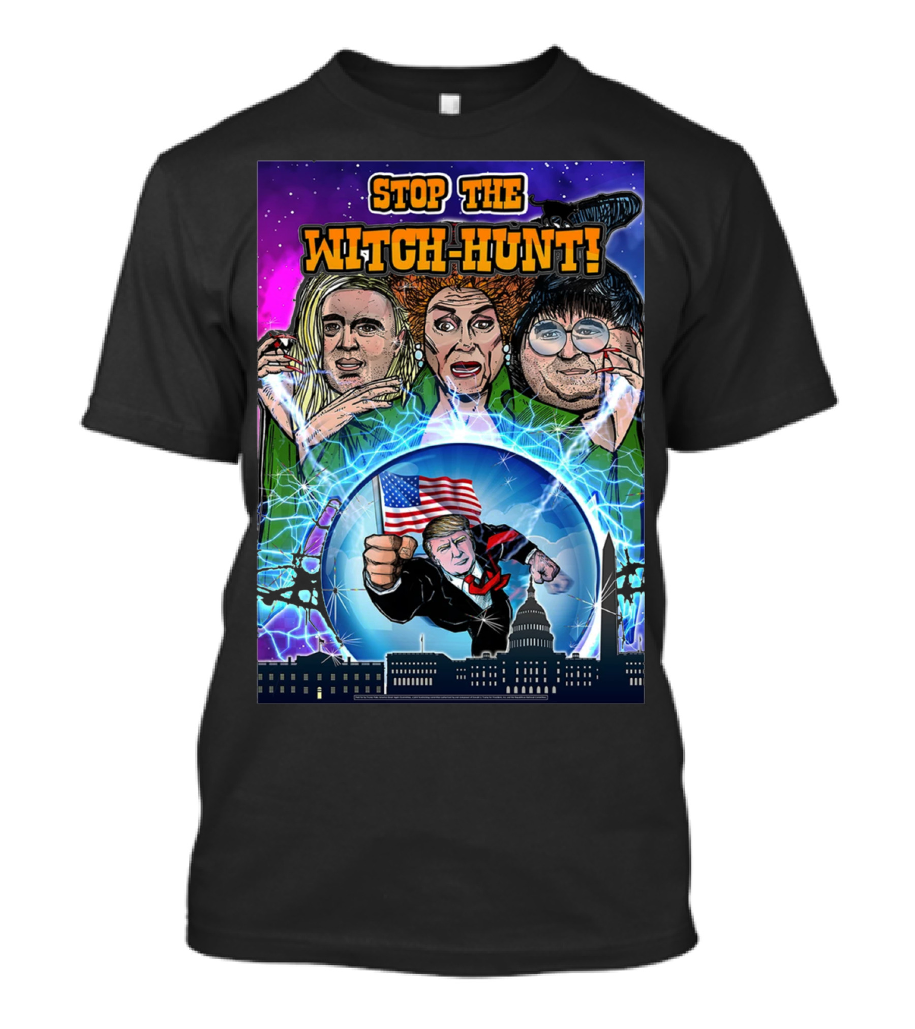 STOP THE WITCH-HUNT American Flag Capitol Cartoon T-Shirt