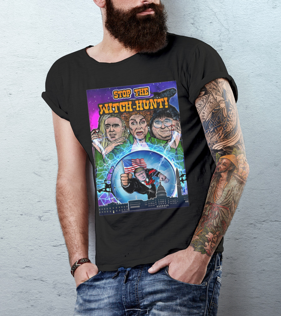 STOP THE WITCH-HUNT American Flag Capitol Cartoon T-Shirt