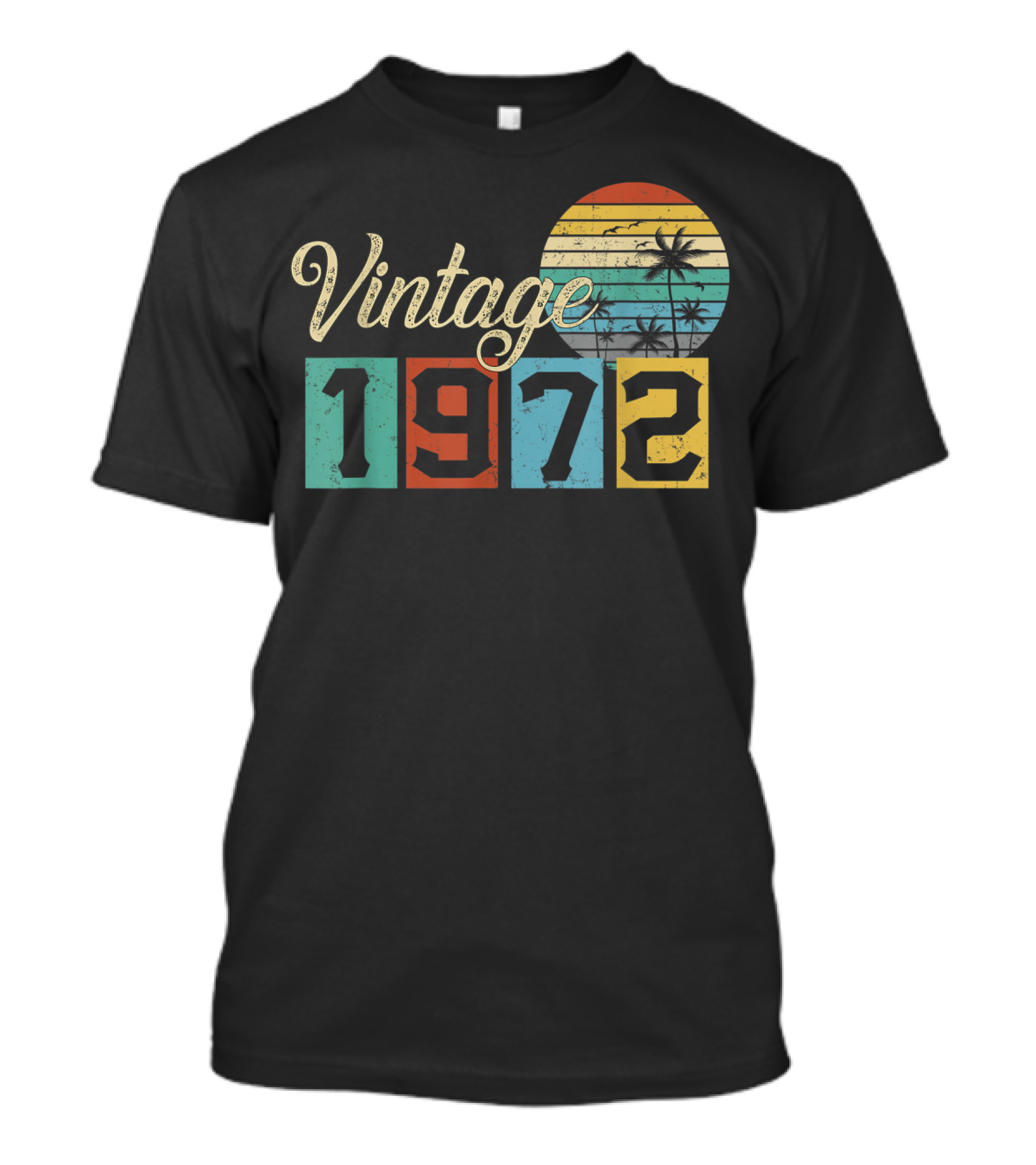 Vintage 1972 Retro Sunset Classic Birthday Bday T-Shirt