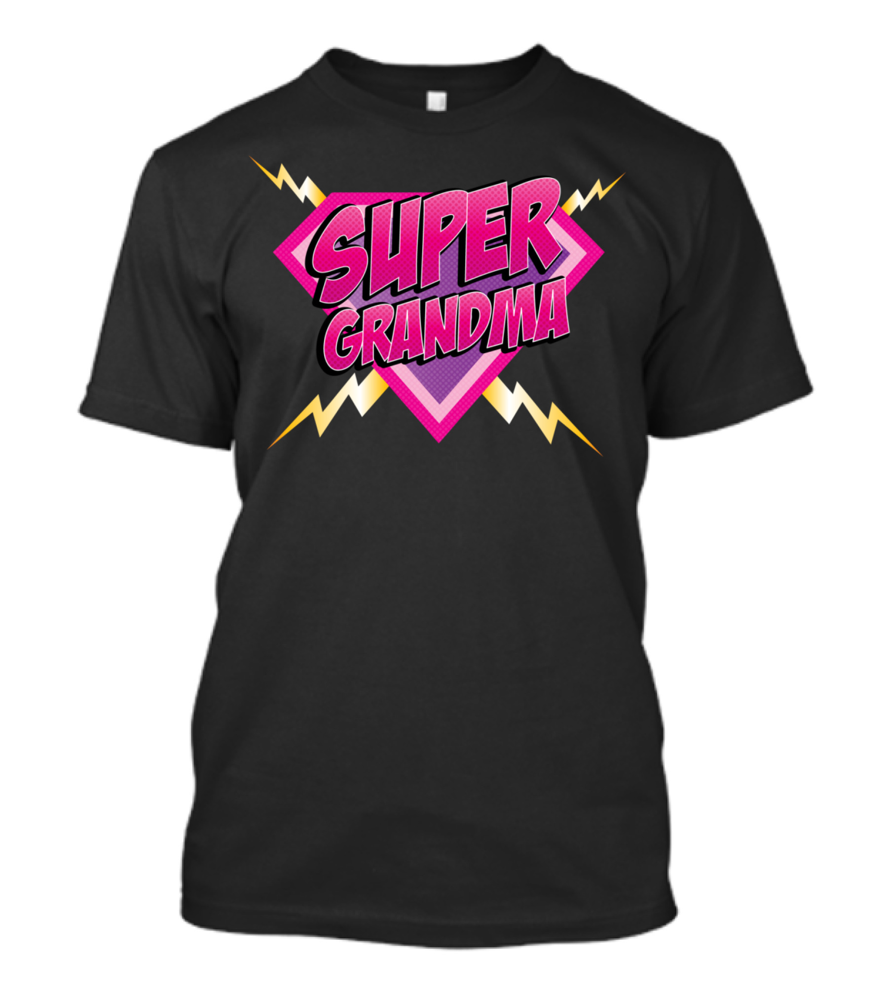 Super Grandma Comic Style With Lightning Bolts T-Shirt