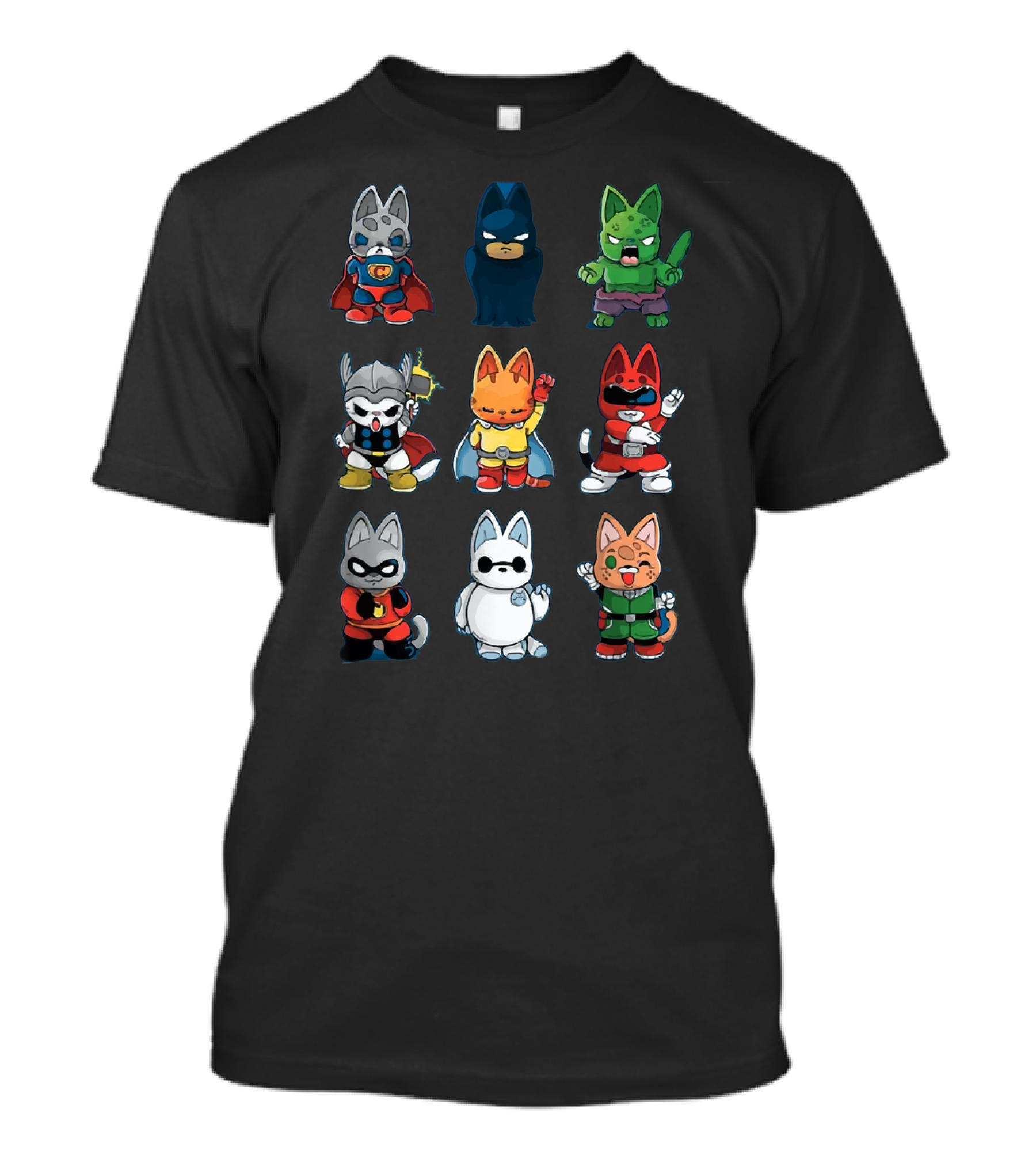 Superhero Cats Cat Cute Kawaii Anime Meow Avengers Justice League Marvel DC Icons T-Shirt