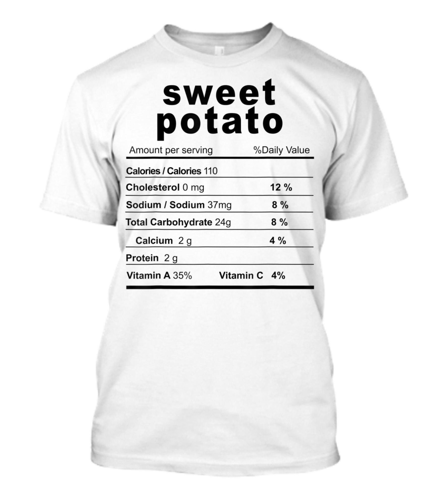 Sweet Potato Nutrition Facts Costume Funny Christmas Food T-Shirt