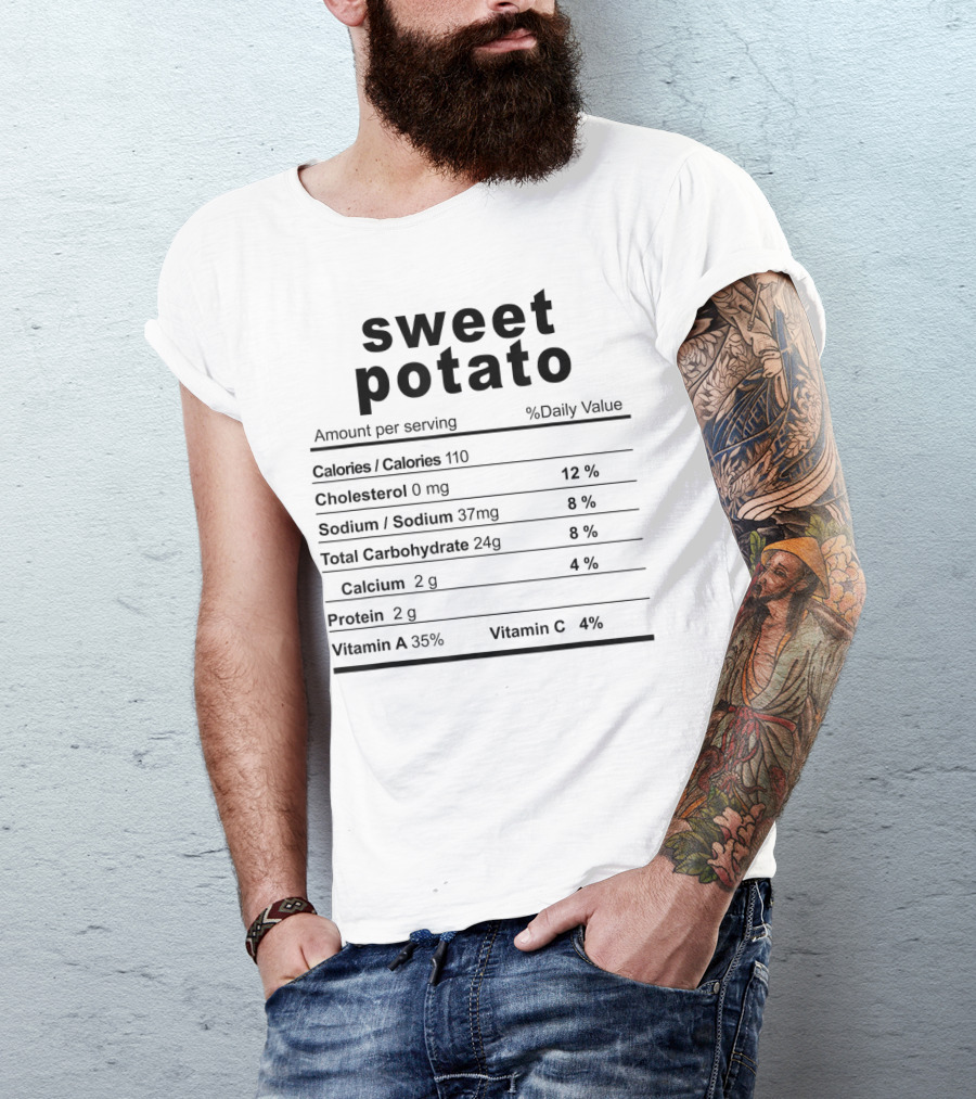 Sweet Potato Nutrition Facts Costume Funny Christmas Food T-Shirt