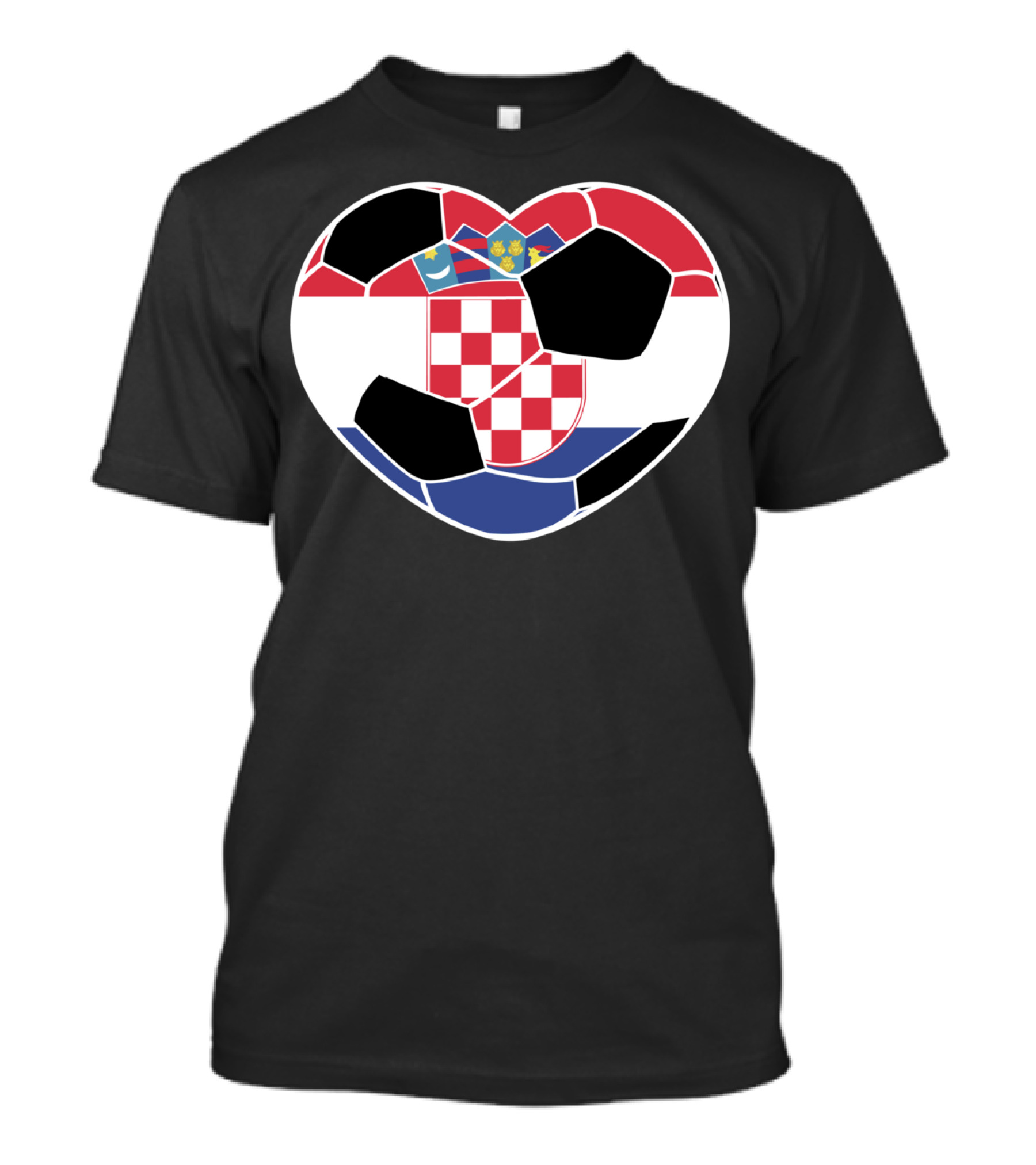 Heart-Shaped Croatia Soccer Ball Croatian Flag Crest T-Shirt