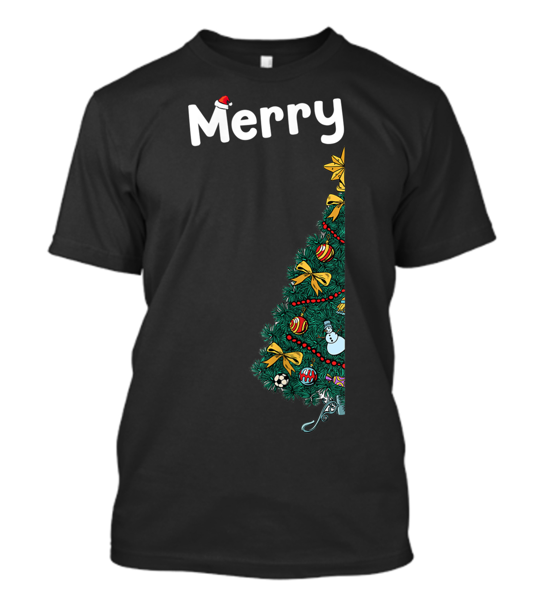 Merry Christmas Tree With Festive Decor And Snowman T-Shirt
