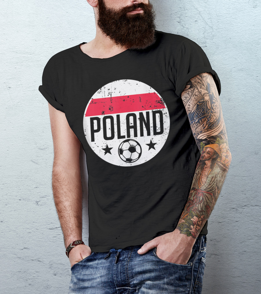 Poland Soccer Football Team Flag Grunge Style Supporter Circle T-Shirt