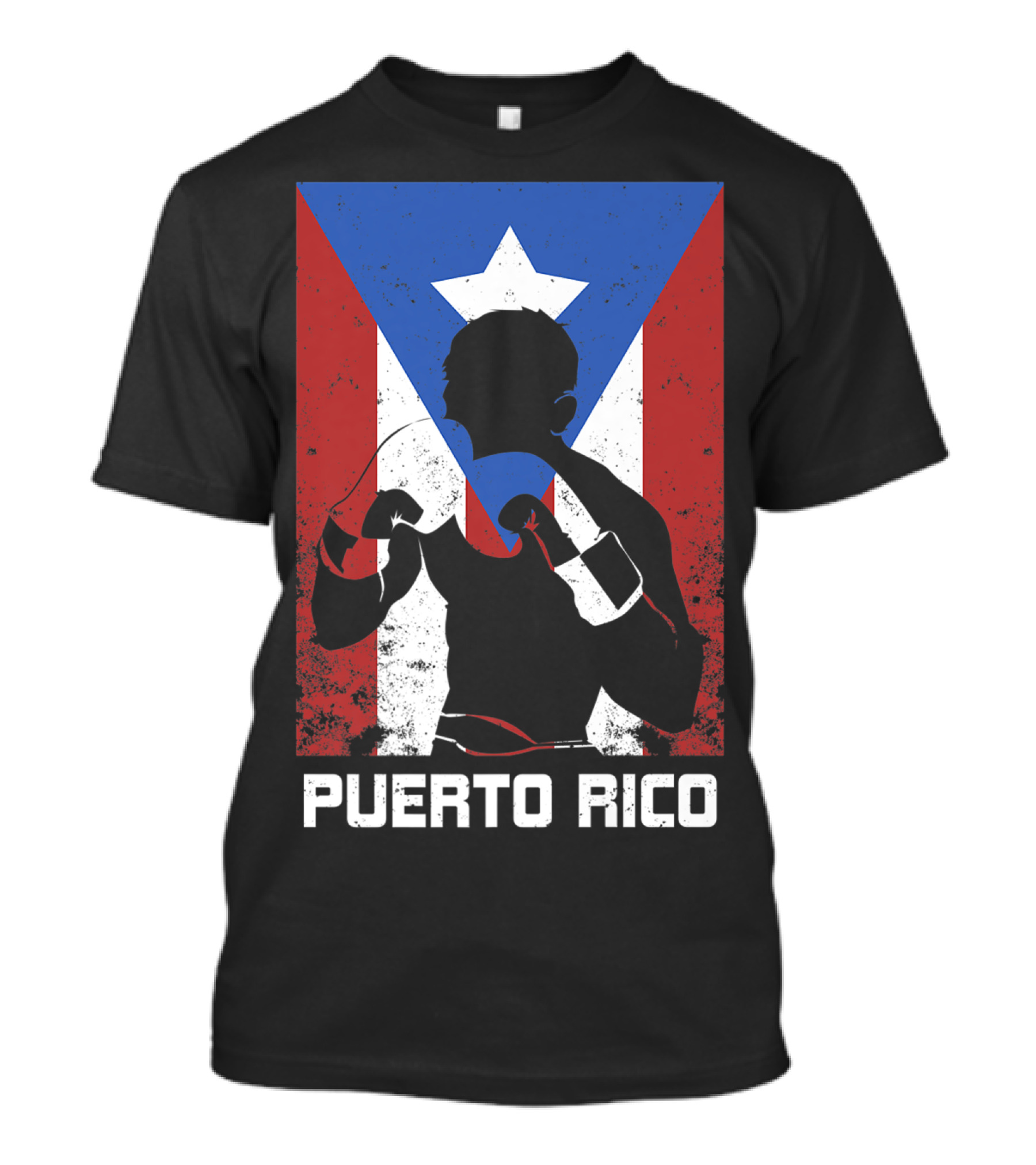 Puerto Rico Flag Silhouette Boxing Pride T-Shirt