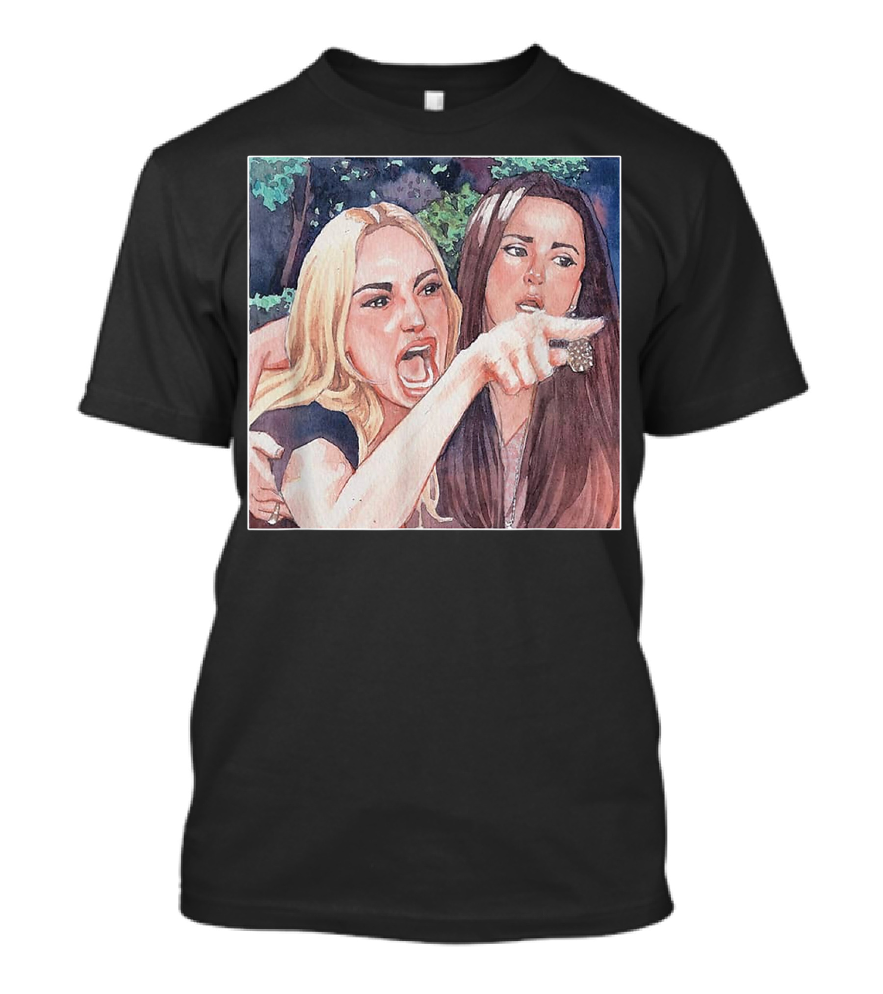 Angry Women Yelling At Confused Cat Dinner Meme Painting T-Shirt