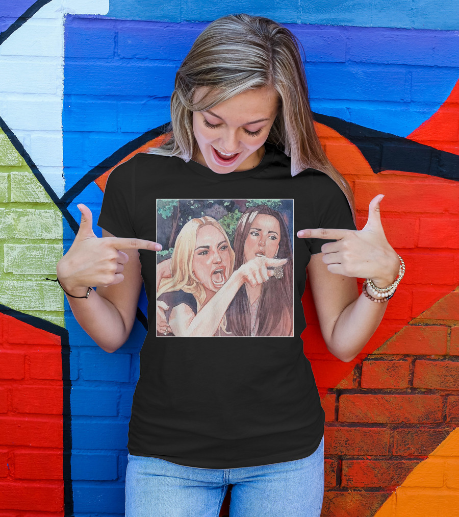 Angry Women Yelling At Confused Cat Dinner Meme Painting T-Shirt