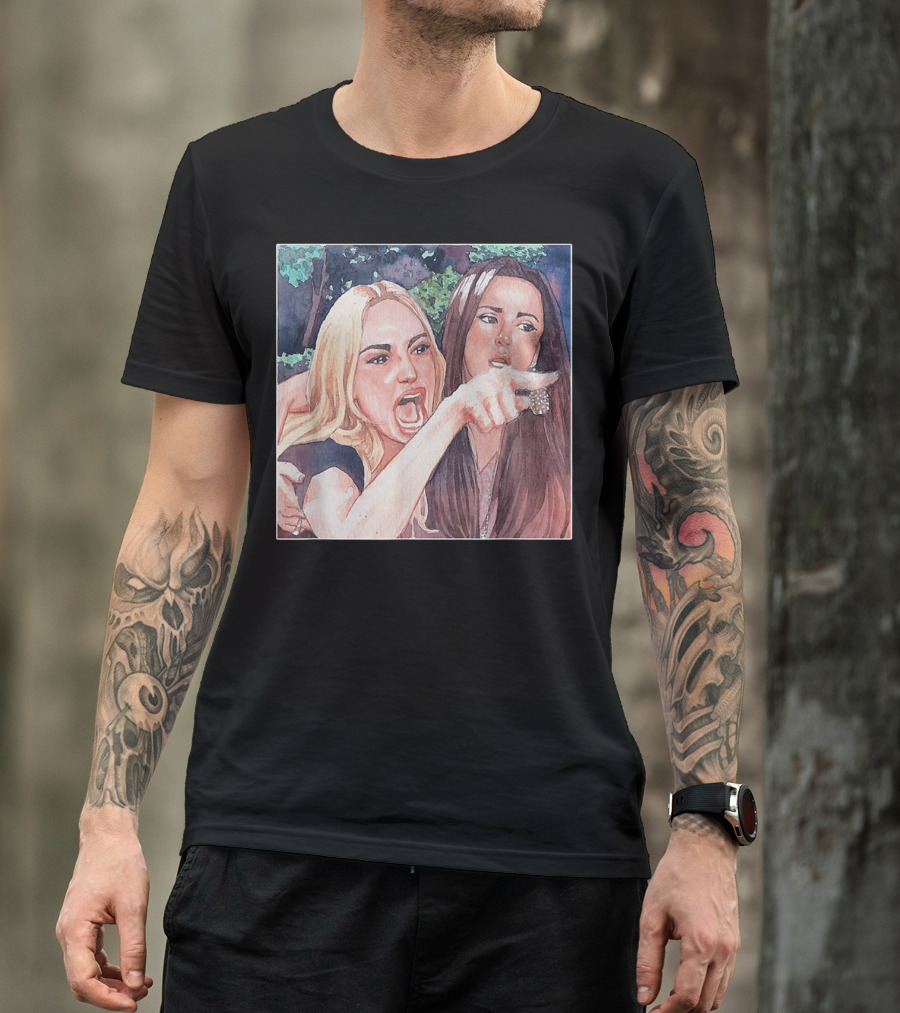 Angry Women Yelling At Confused Cat Dinner Meme Painting T-Shirt