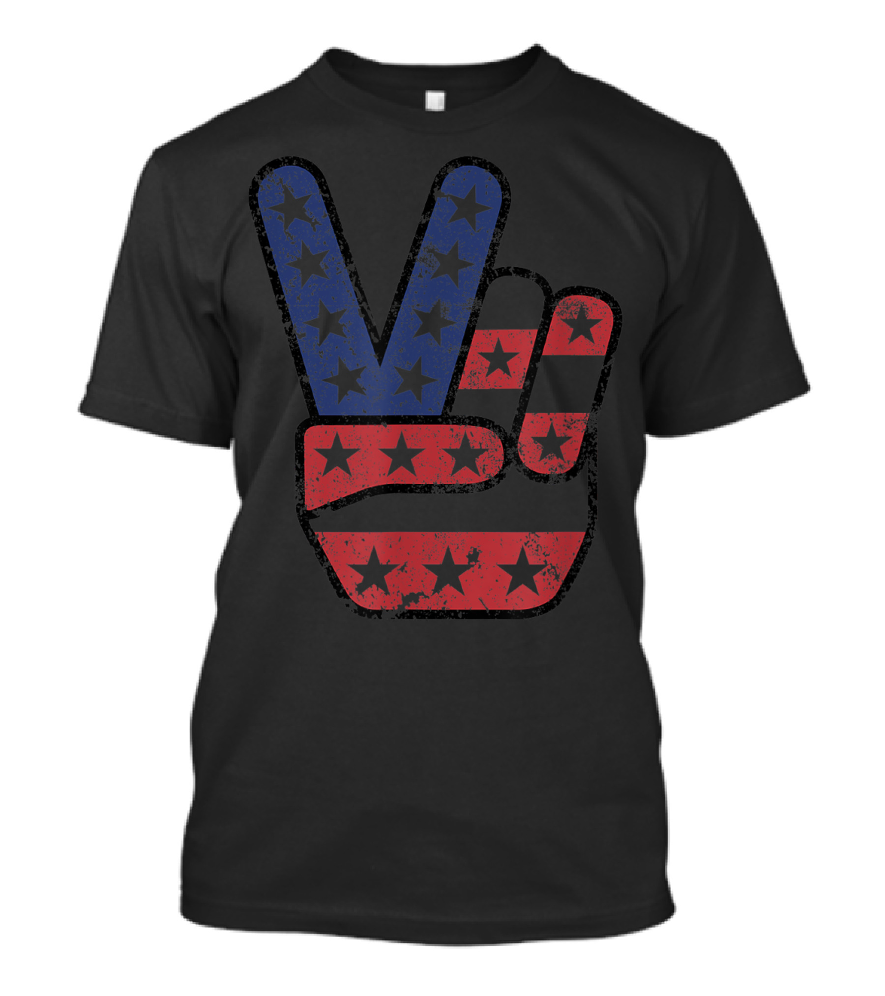 4Th Of July American Flag Peace Sign Hand Stars Stripes T-Shirt