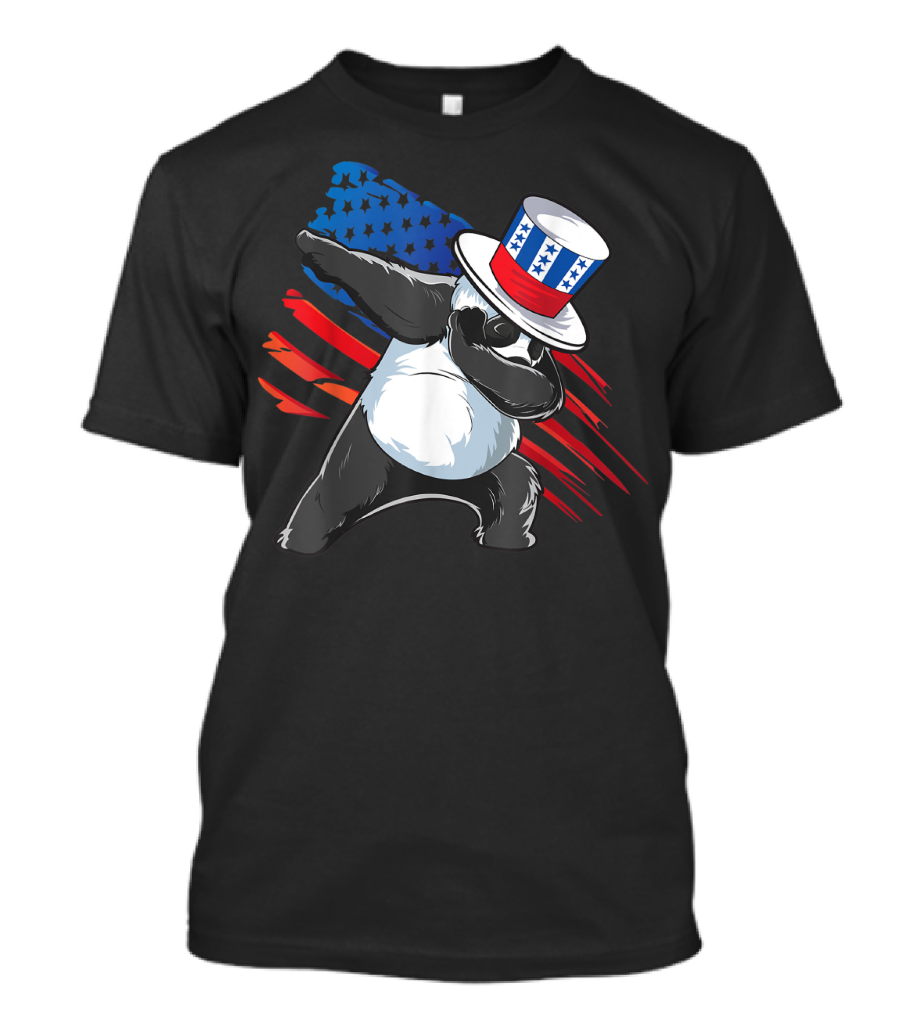 Dabbing Panda With Uncle Sam Hat And American Flag For 4th Of July T-Shirt