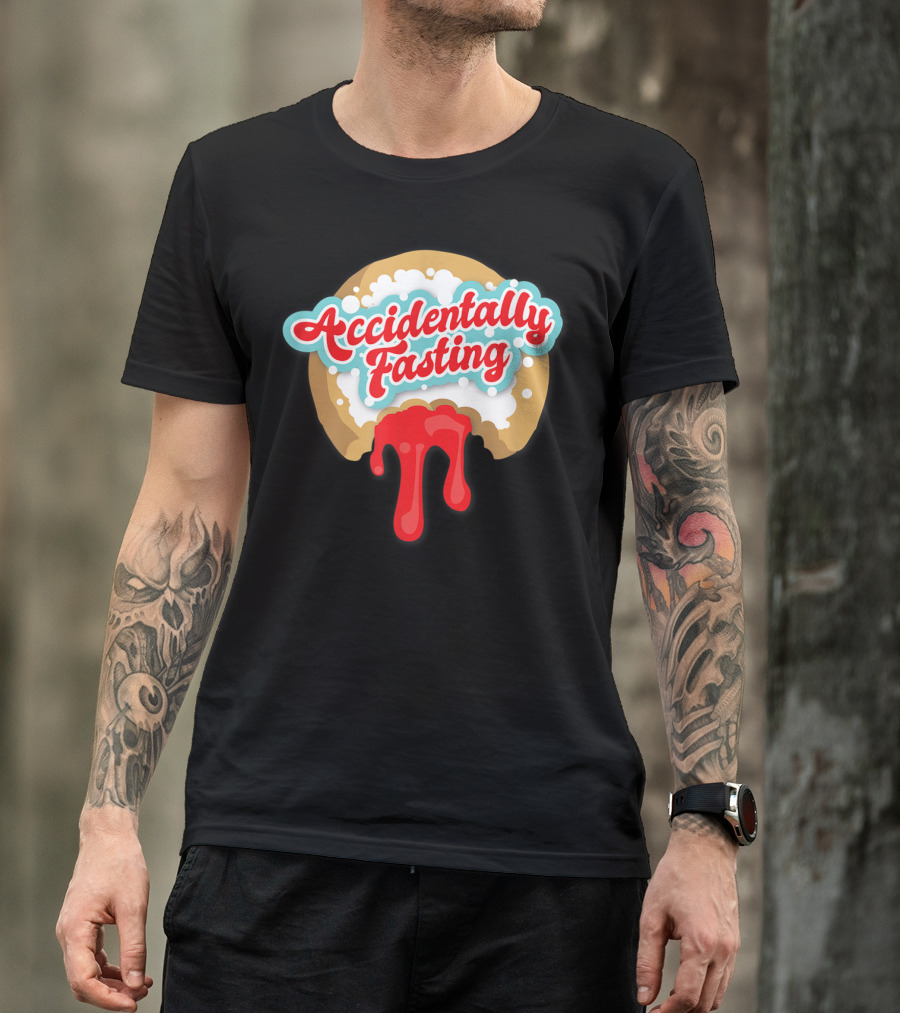 Accidentally Fasting Red Dripping Iced Donut T-Shirt