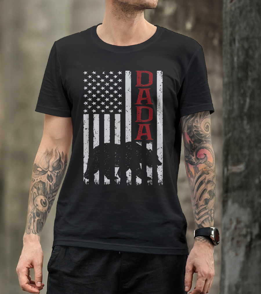 American Flag Dada Bear Silhouette T-Shirt