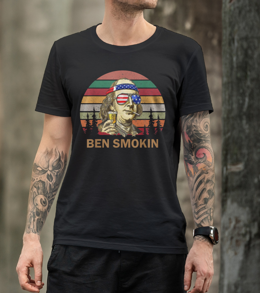 Ben Smokin Benjamin Franklin Patriotic T-Shirt