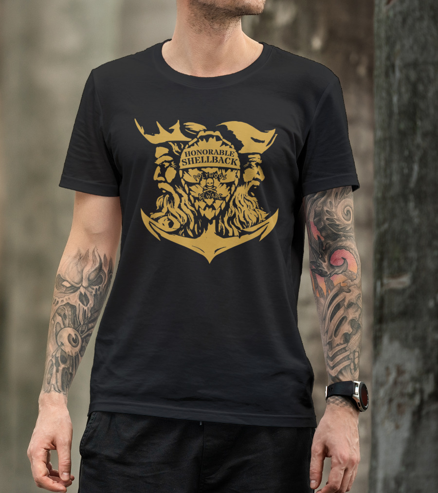 Honorable Shellback Davy Jones Beware Navy Anchors T-Shirt