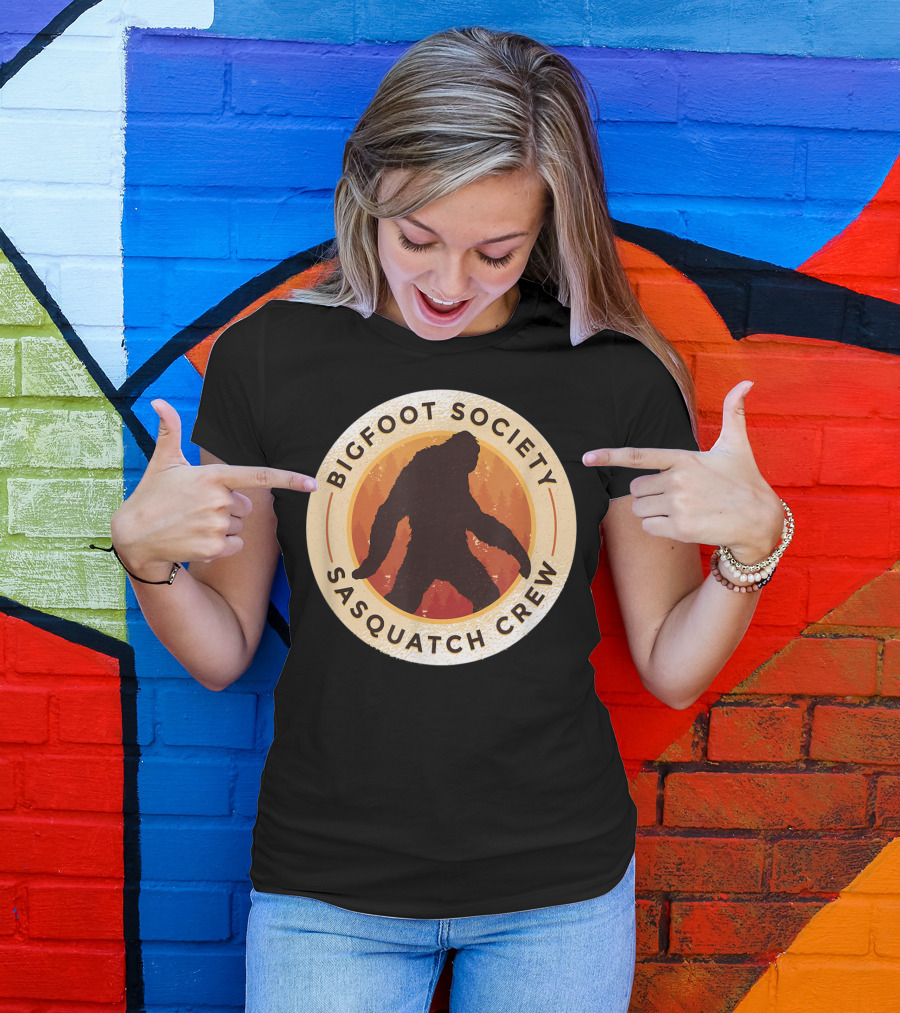 Bigfoot Society Sasquatch Crew Men Women Iconic Forest Emblem T-Shirt