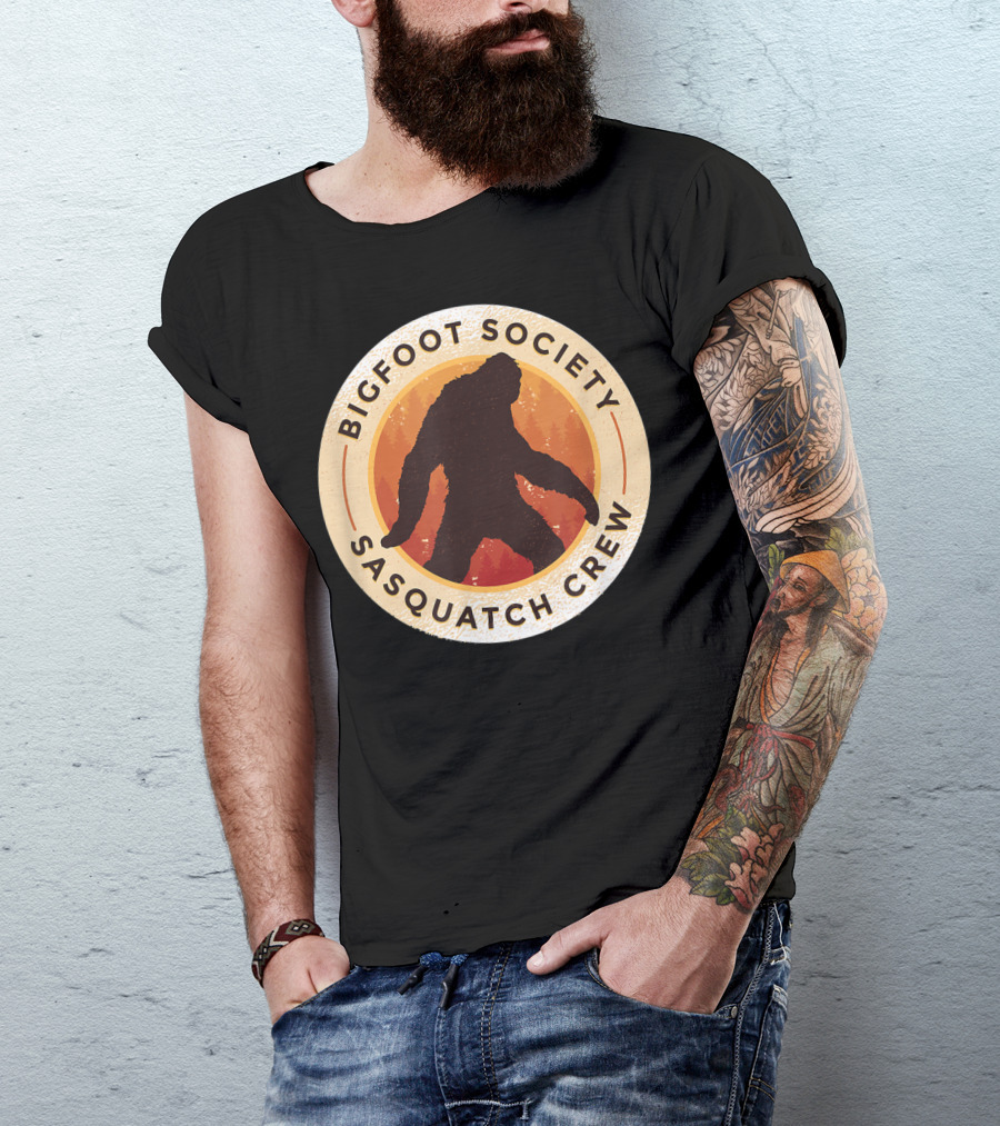 Bigfoot Society Sasquatch Crew Men Women Iconic Forest Emblem T-Shirt