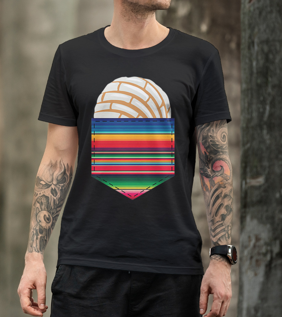 Colorful Serape Pocket White Concha T-Shirt