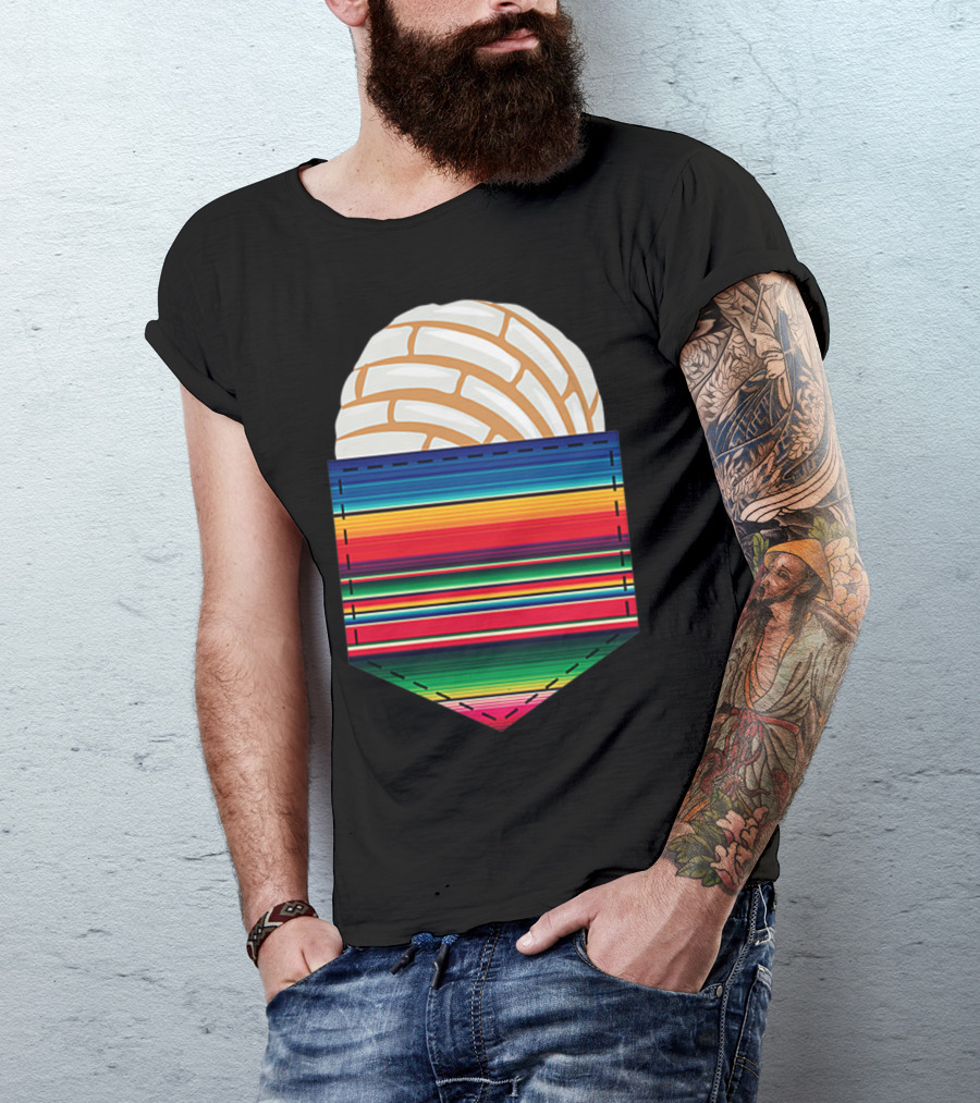 Colorful Serape Pocket White Concha T-Shirt
