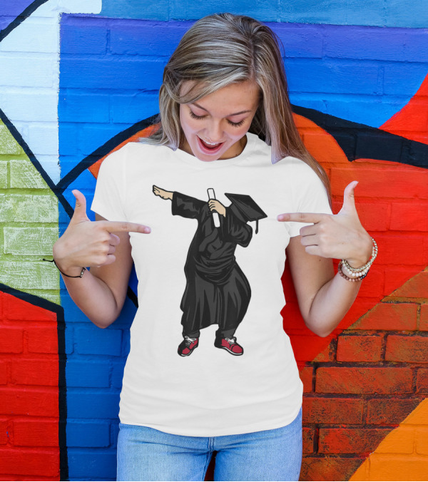 Dabbing Graduate Dance With Grad Hat And Diploma T-Shirt