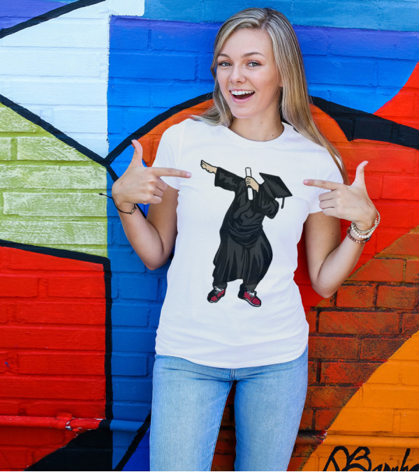 Dabbing Graduate Dance With Grad Hat And Diploma T-Shirt
