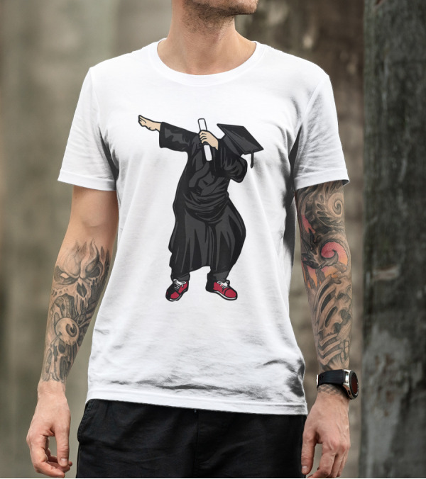 Dabbing Graduate Dance With Grad Hat And Diploma T-Shirt