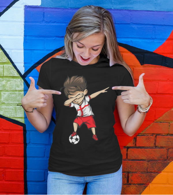 Dabbing Soccer Boy England Jersey English Football T-Shirt