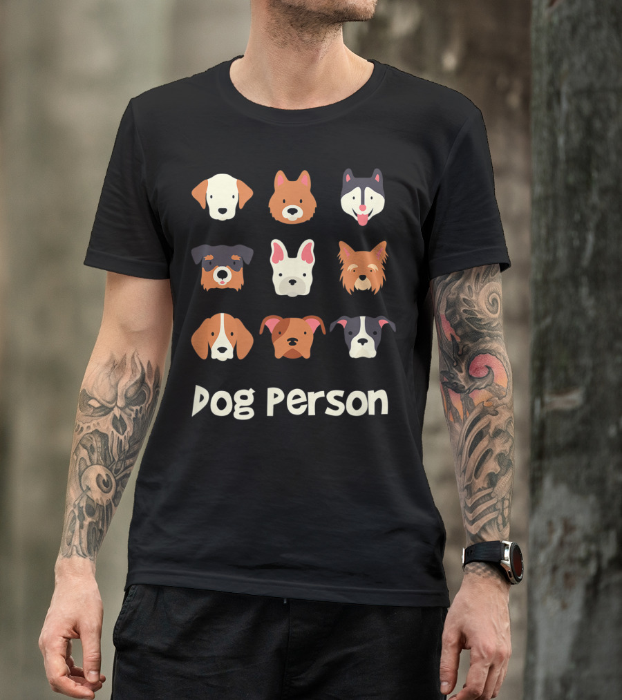 Dog Person Doggy Animal Lover Puppy Faces T-Shirt