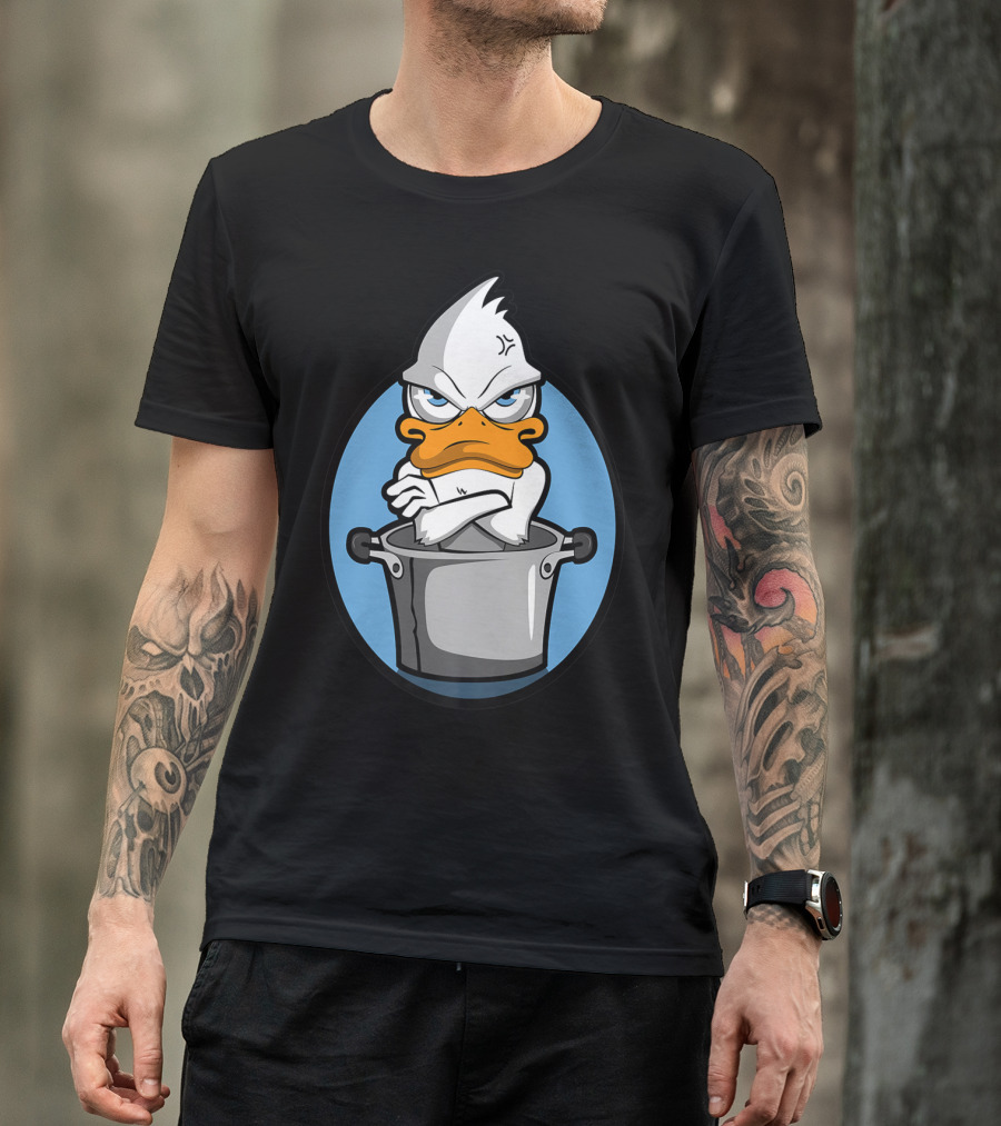 Grumpy Duck In Cooking Pot Angry Expression T-Shirt