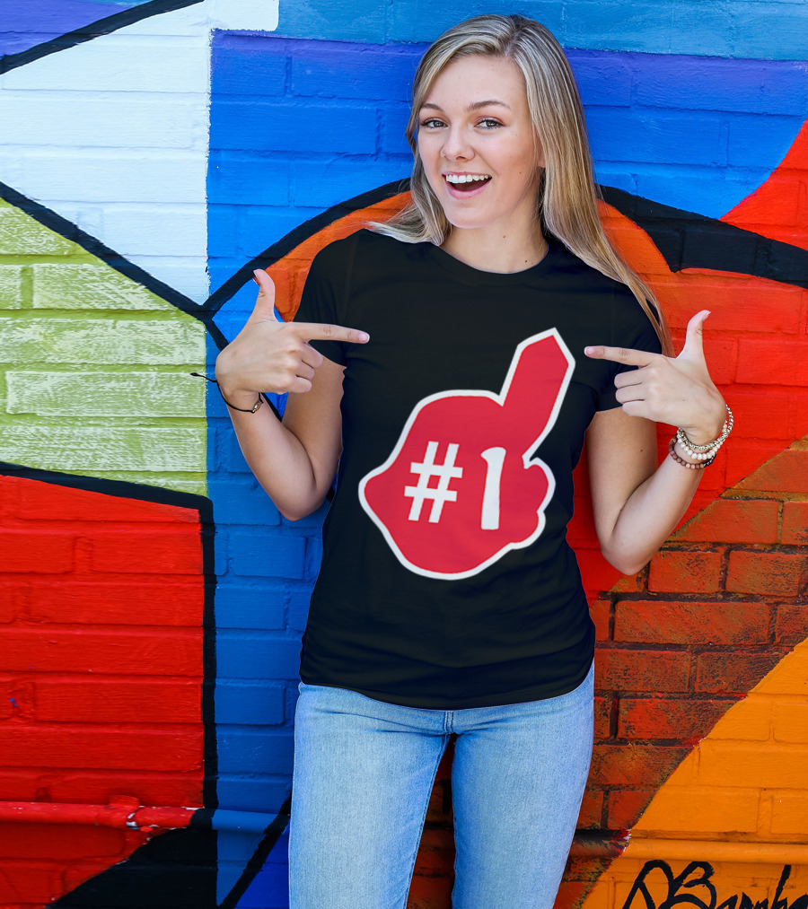 1 Cleveland Hometown Indian Tribe Vintage B Number 1 Foam Finger T-Shirt