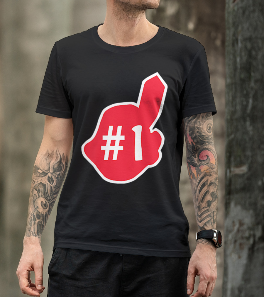 1 Cleveland Hometown Indian Tribe Vintage B Number 1 Foam Finger T-Shirt