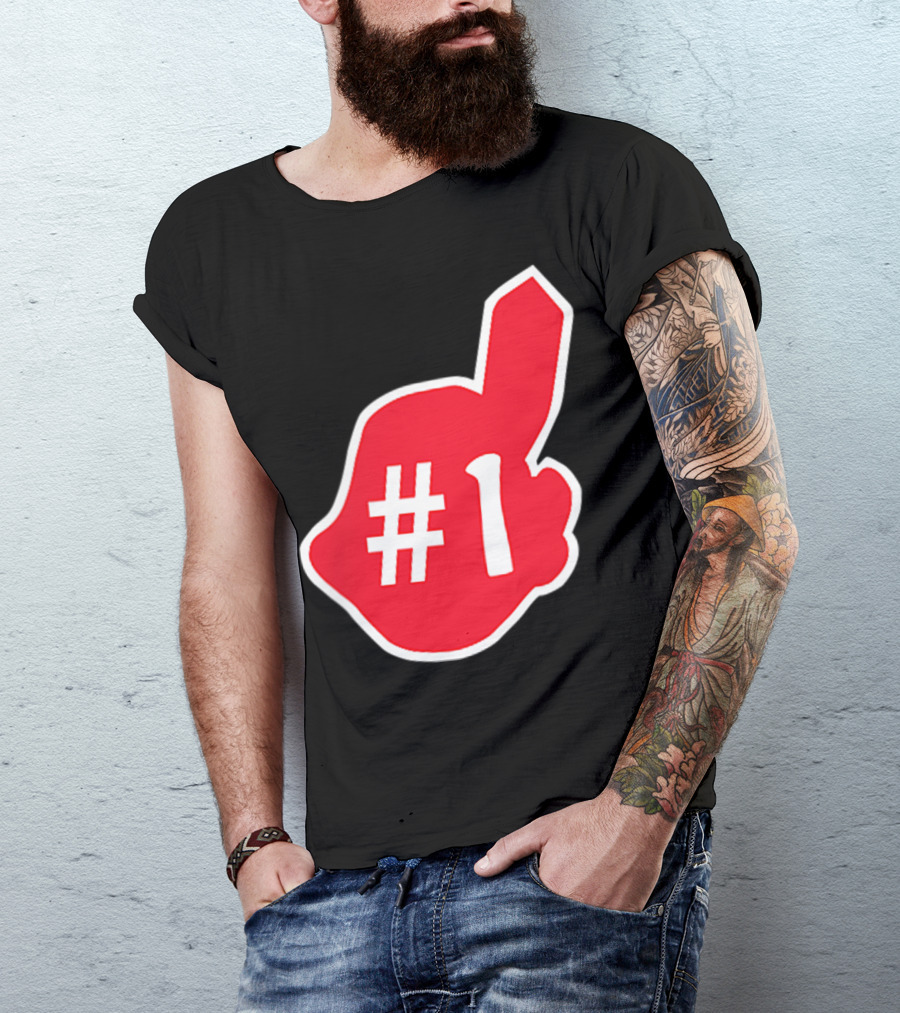 1 Cleveland Hometown Indian Tribe Vintage B Number 1 Foam Finger T-Shirt