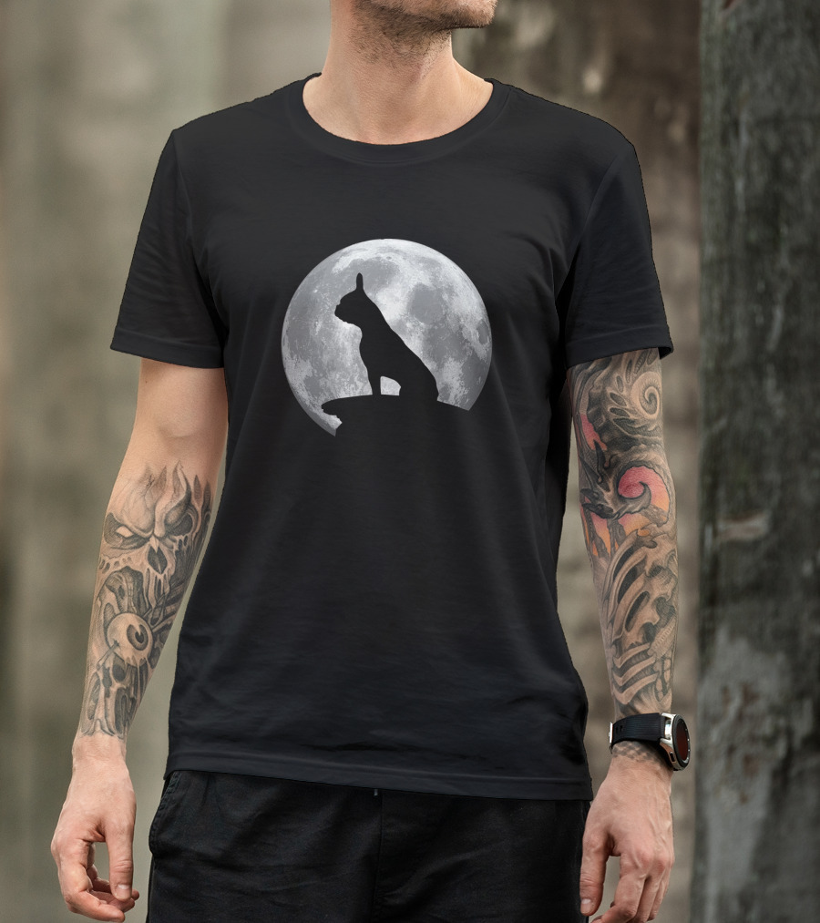 French Bulldog Silhouette With Moon In French Bulldogs T-Shirt