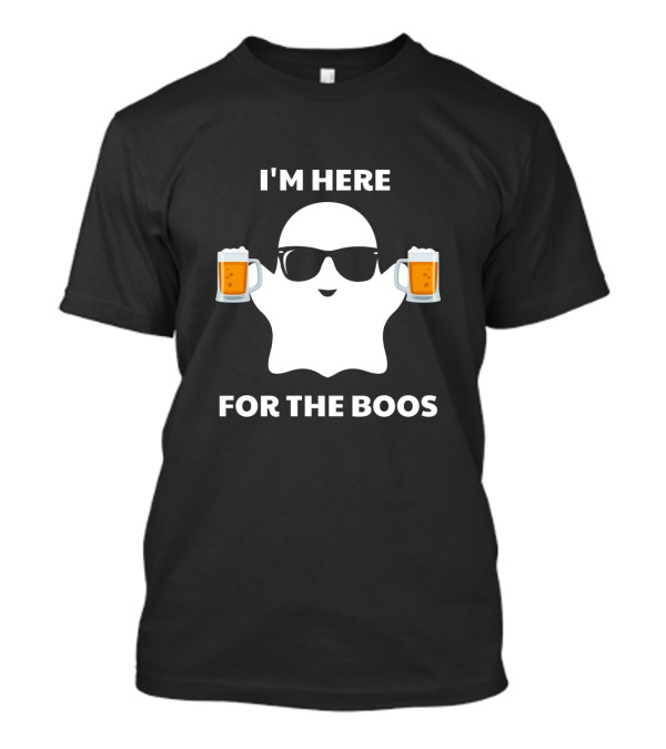 I'm Here For The Boos Ghost Holding Beer Halloween Costumes T-Shirt