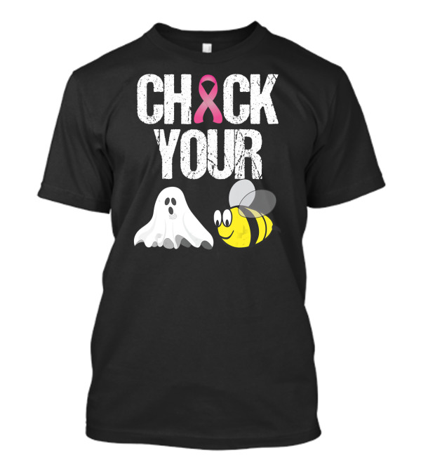 Check Your Boo Bees Funny Breast Cancer Awareness Ghost Bee Pink T-Shirt