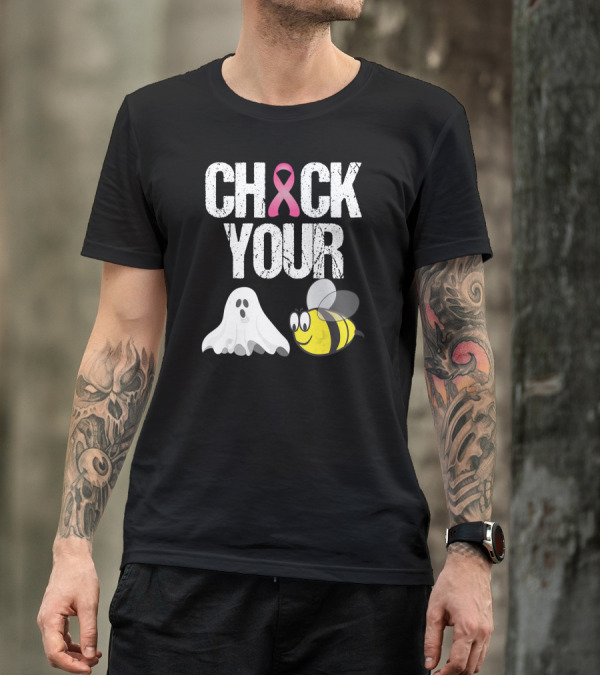 Check Your Boo Bees Funny Breast Cancer Awareness Ghost Bee Pink T-Shirt
