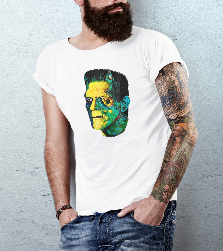 Karloff Frankenstein Monster Horror Movie Fan Iconic Colorful T-Shirt