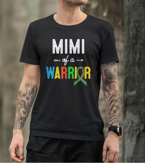 Mimi Of A Warrior Autism Awareness Puzzle T-Shirt