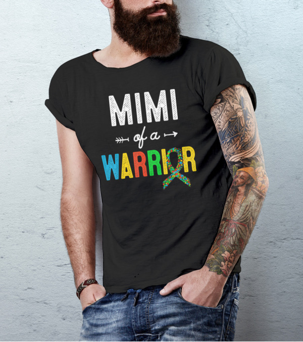 Mimi Of A Warrior Autism Awareness Puzzle T-Shirt