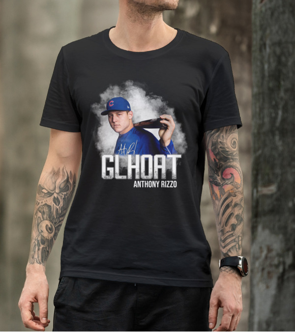 CHICAGO CUBS GLHOAT ANTHONY RIZZO SIGNATURE BLUE SMOKE BACKGROUND T-Shirt