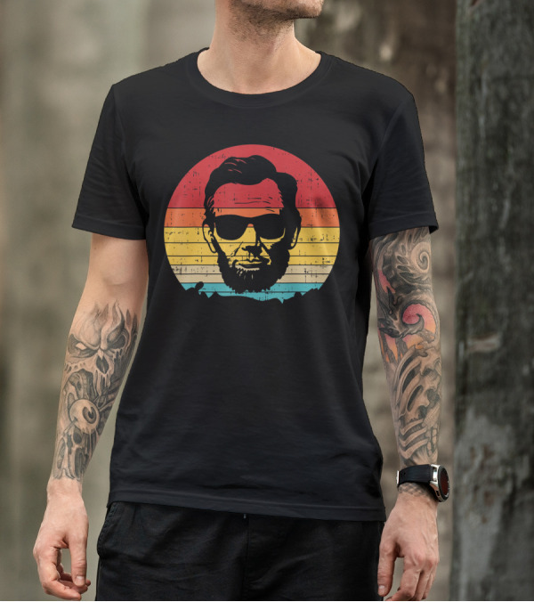 4th Of July Vintage Abe Abraham Lincoln Sunglasses Sunset T-Shirt