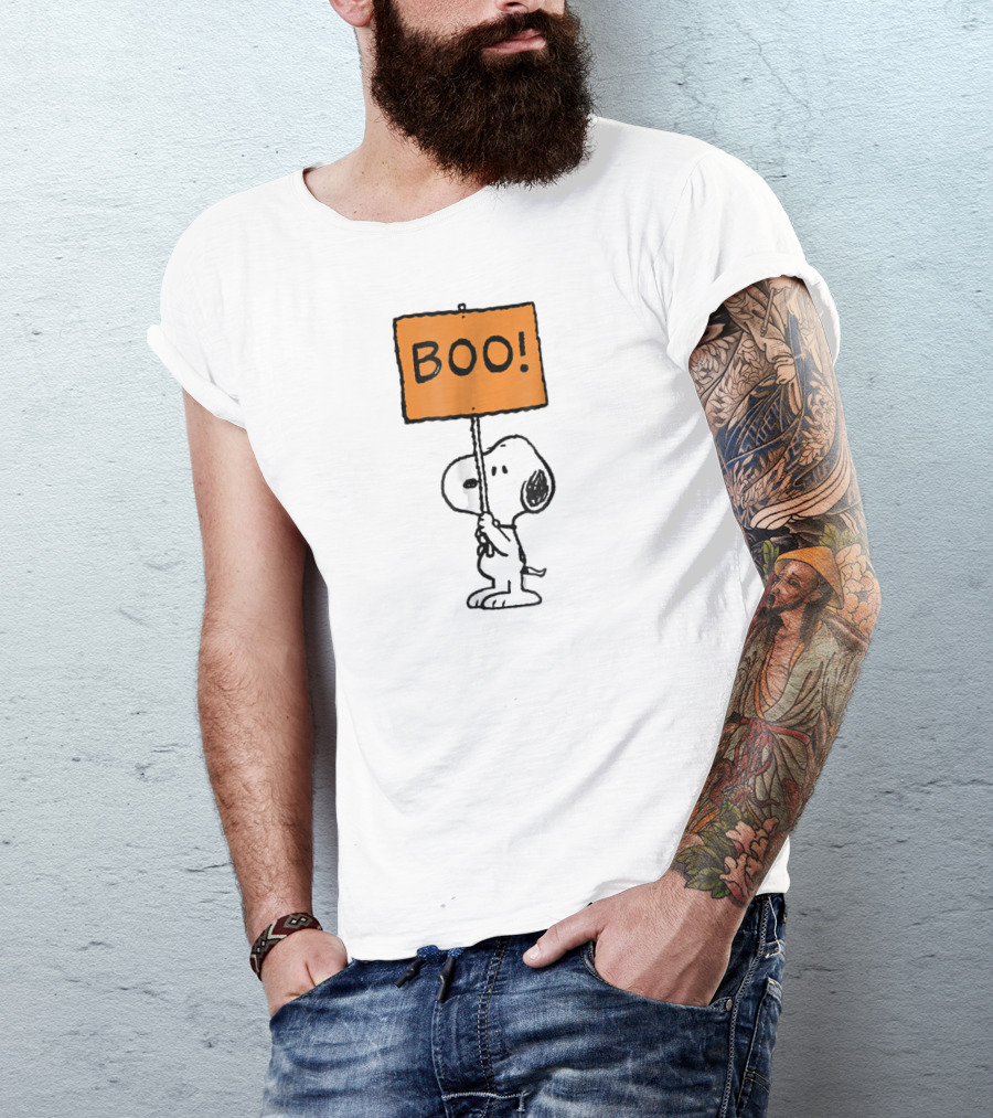 Snoopy Halloween Boo Peanuts Sign T-Shirt