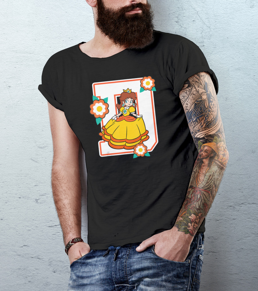 Super Mario Daisy Princess With Flowers And Letter D T-Shirt