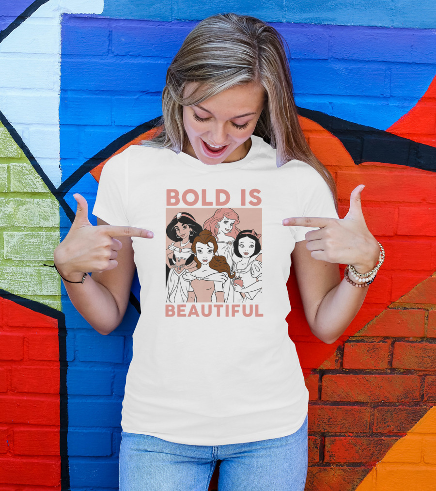 Disney Princess Bold Is Beautiful Jasmine Ariel Belle Snow White Classic Cartoon T-Shirt