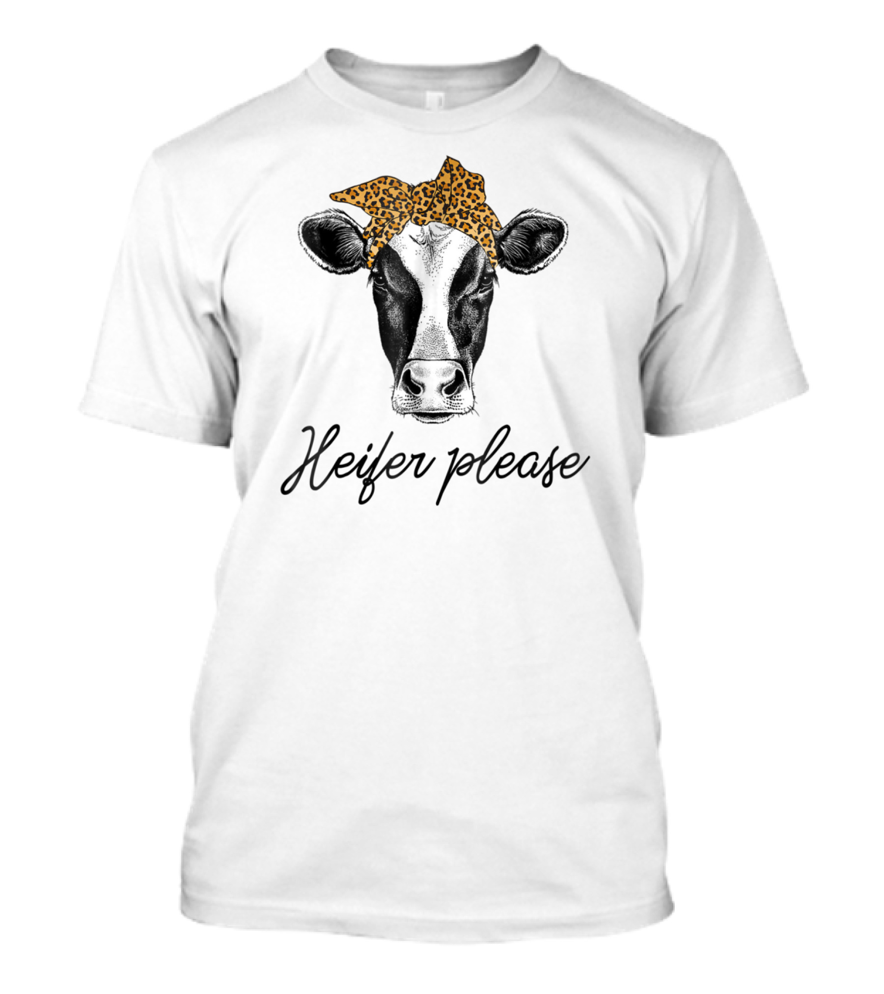 Heifer Please Cow With Leopard Bandana T-Shirt