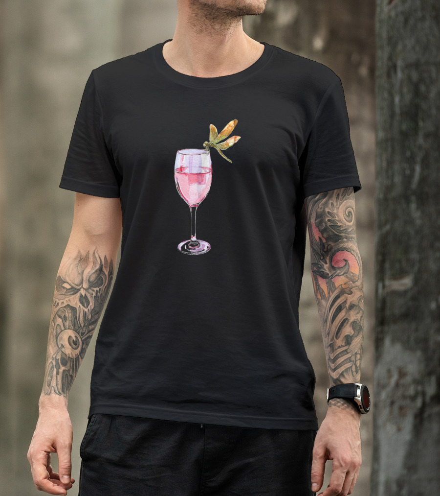 Dragonfly Resting On Wine Glass T-Shirt