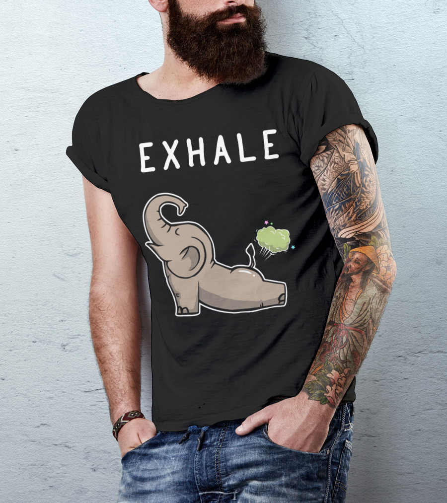 EXHALE Mens Womens Funny Elephant Lovers T-Shirt