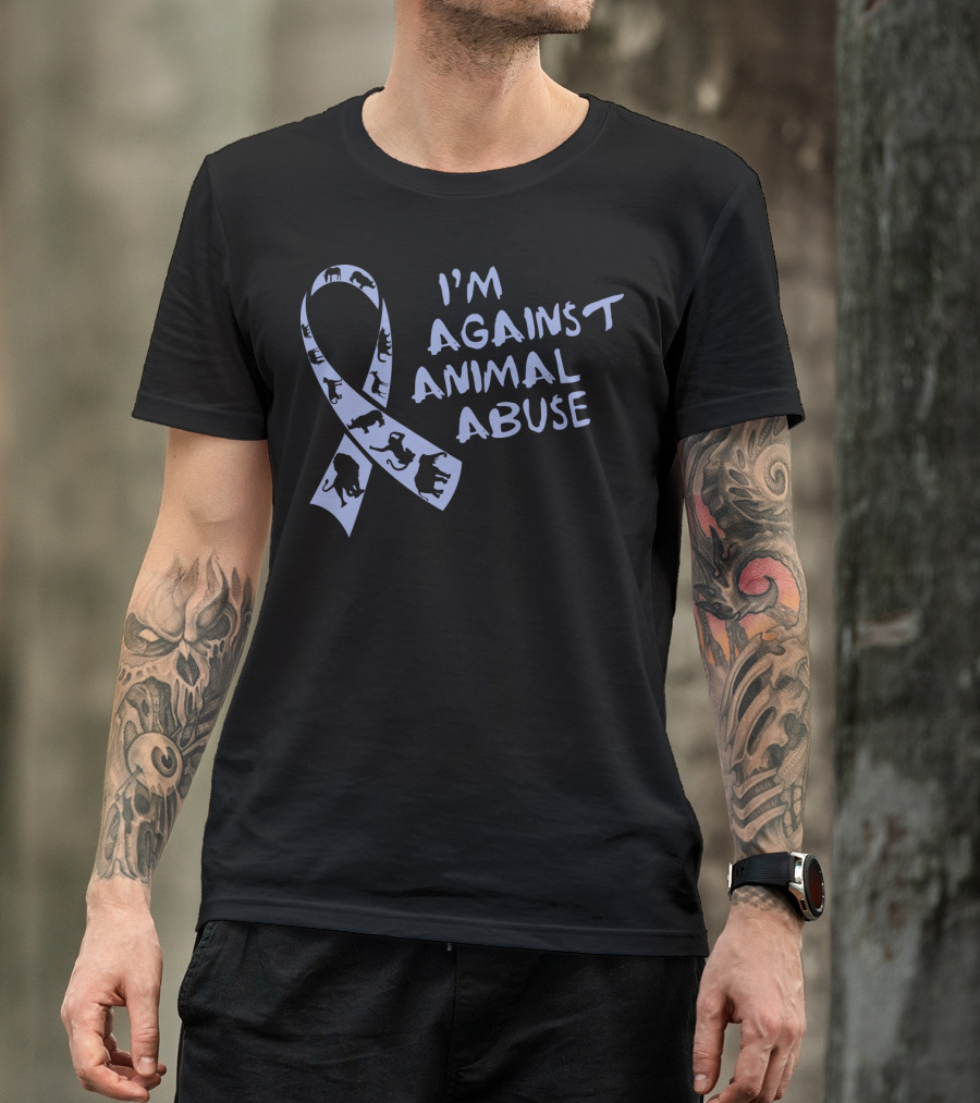 I'm Against Animal Abuse Ribbon With Animal T-Shirt
